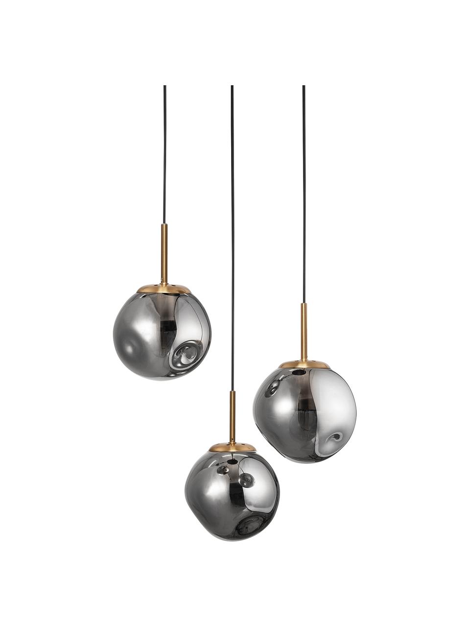 Lámpara de techo de vidrio Spada, Pantalla: vidrio, Anclaje: plástico, Cable: plástico, Latón, gris, Ø 40 x Al 28 cm