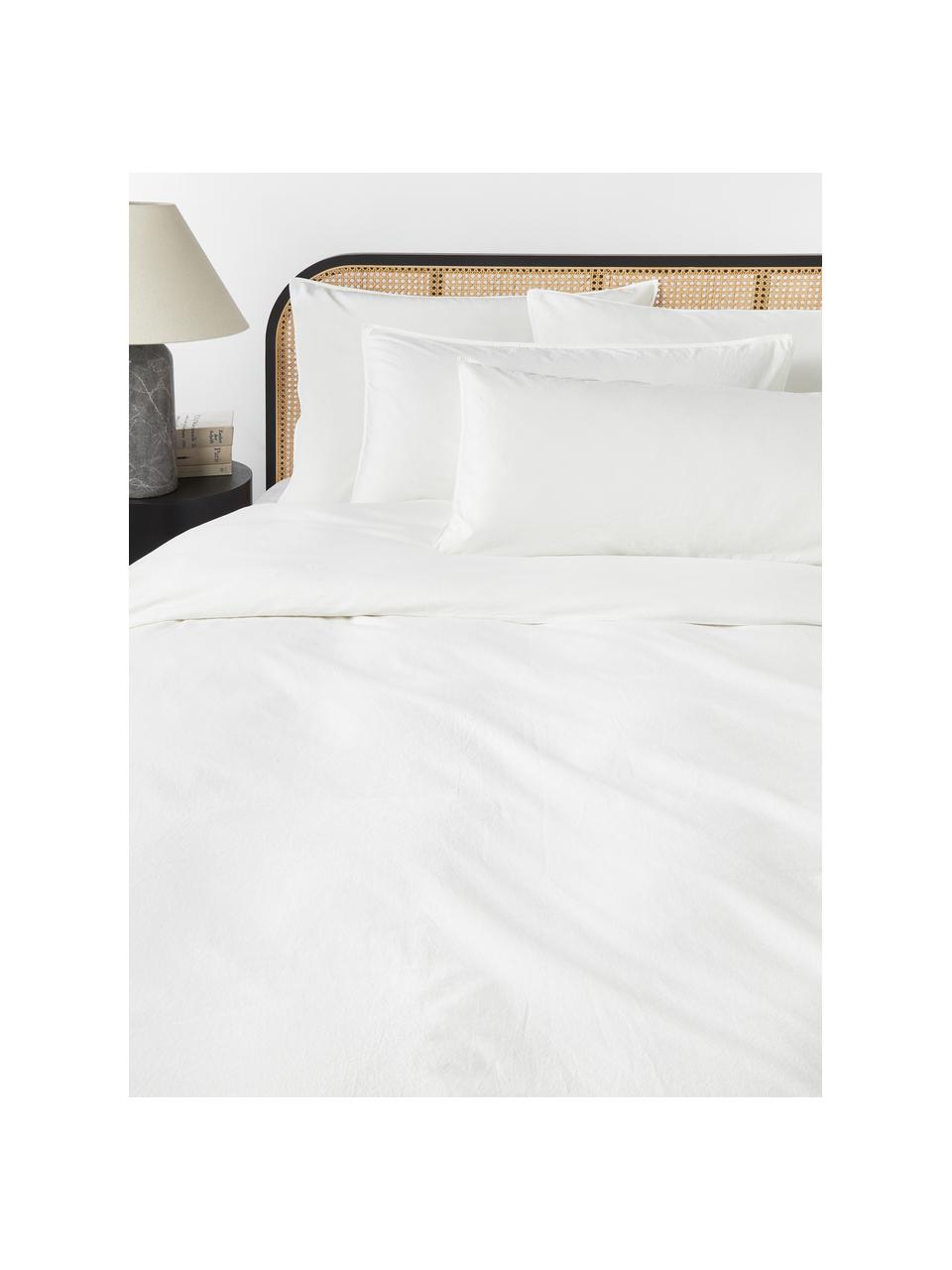 Funda nórdica de percal lavado Debbie, Blanco, Cama 90 cm (155 x 220 cm)