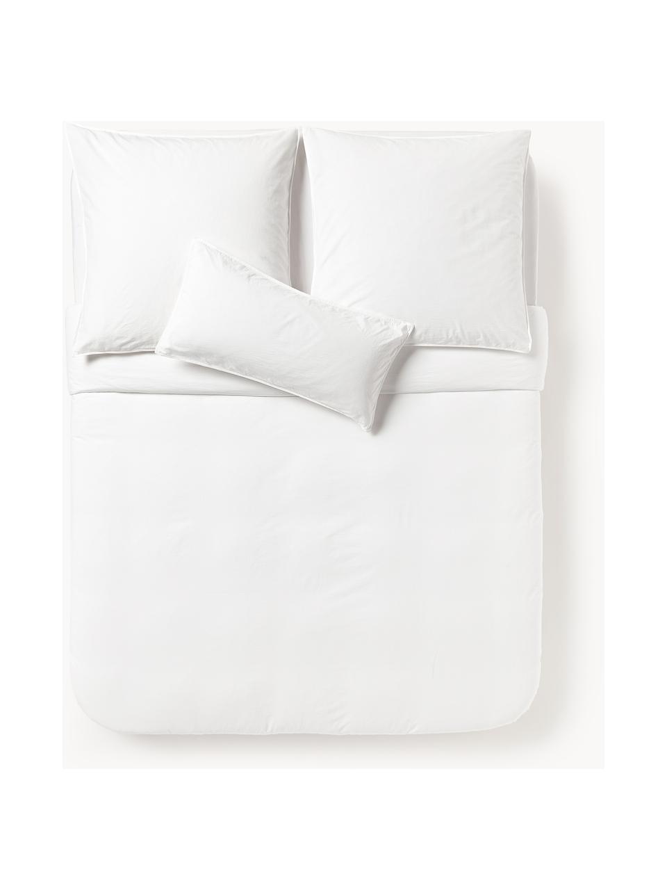 Funda nórdica de percal lavado Debbie, Blanco, Cama 90 cm (155 x 220 cm)