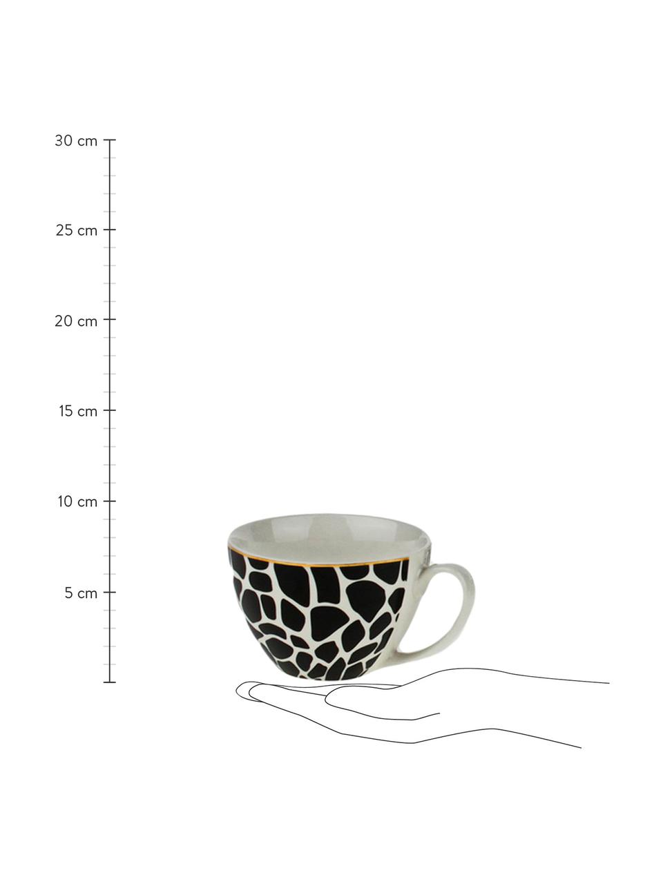 Tazas de café Wild Jungle, 4 uds., Porcelana, Negro, blanco, Ø 12 x Al 8 cm, 450 ml