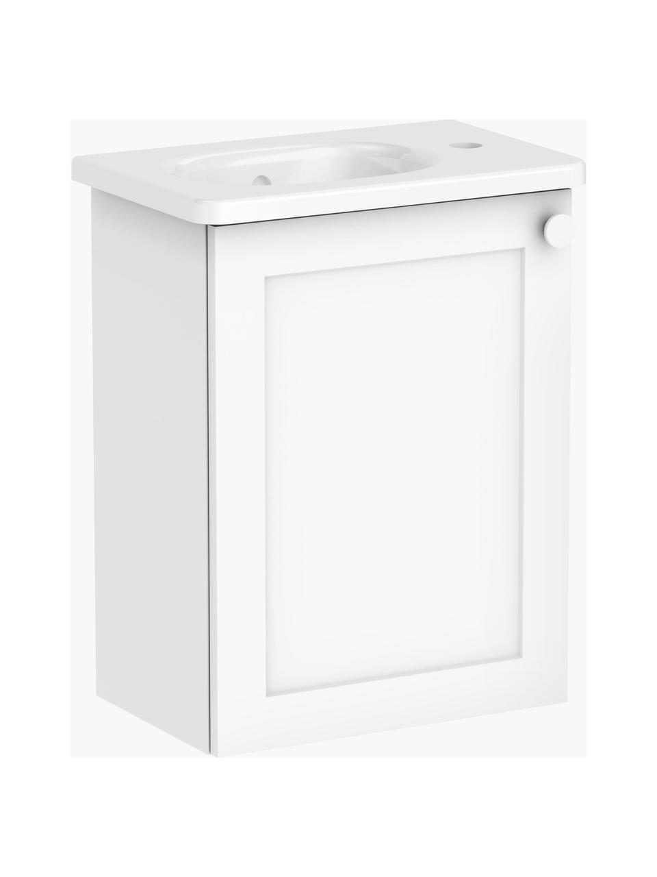 Lavabo con mobiletto Rafaella, larg. 45 cm, sinistra, Manico: alluminio rivestito, Bianco, Larg. 45 x Alt. 58 cm