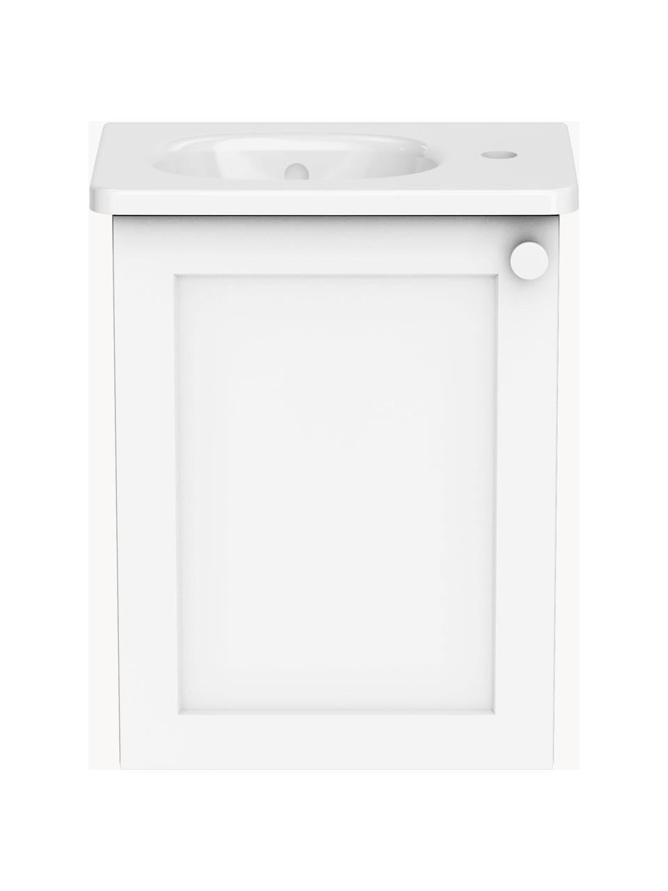 Lavabo con mobiletto Rafaella, larg. 45 cm, sinistra, Manico: alluminio rivestito, Bianco, Larg. 45 x Alt. 58 cm