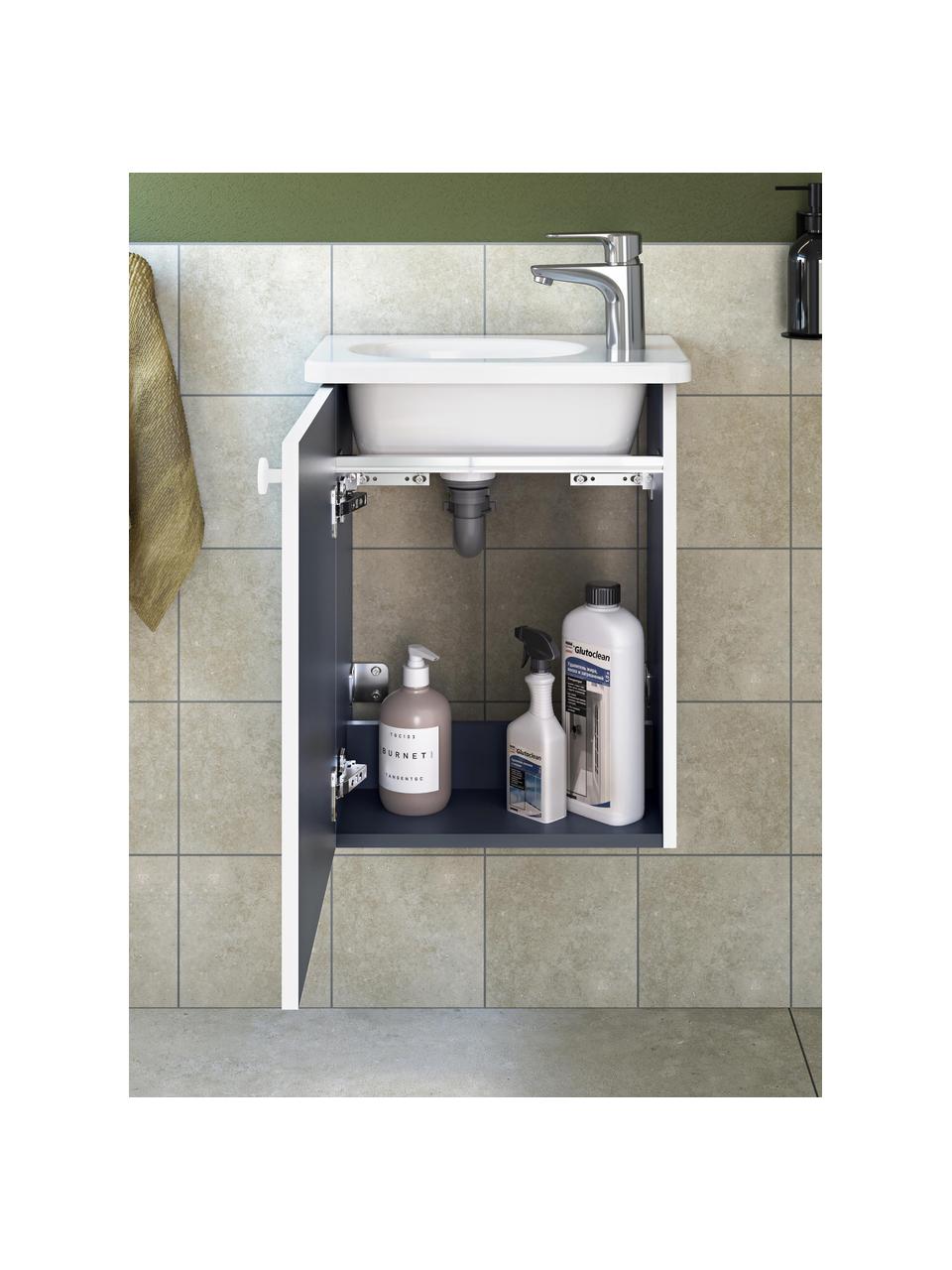 Lavabo con mobiletto Rafaella, larg. 45 cm, sinistra, Manico: alluminio rivestito, Bianco, Larg. 45 x Alt. 58 cm