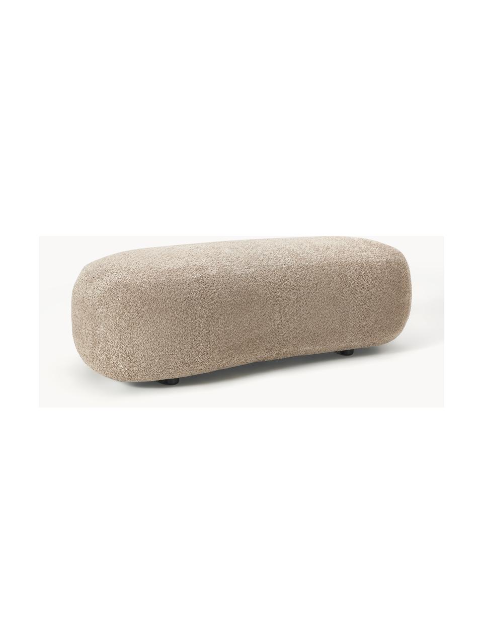 Pouf en peluche-bouclé Alba, Peluche-bouclé beige, larg. 130 x prof. 62 cm