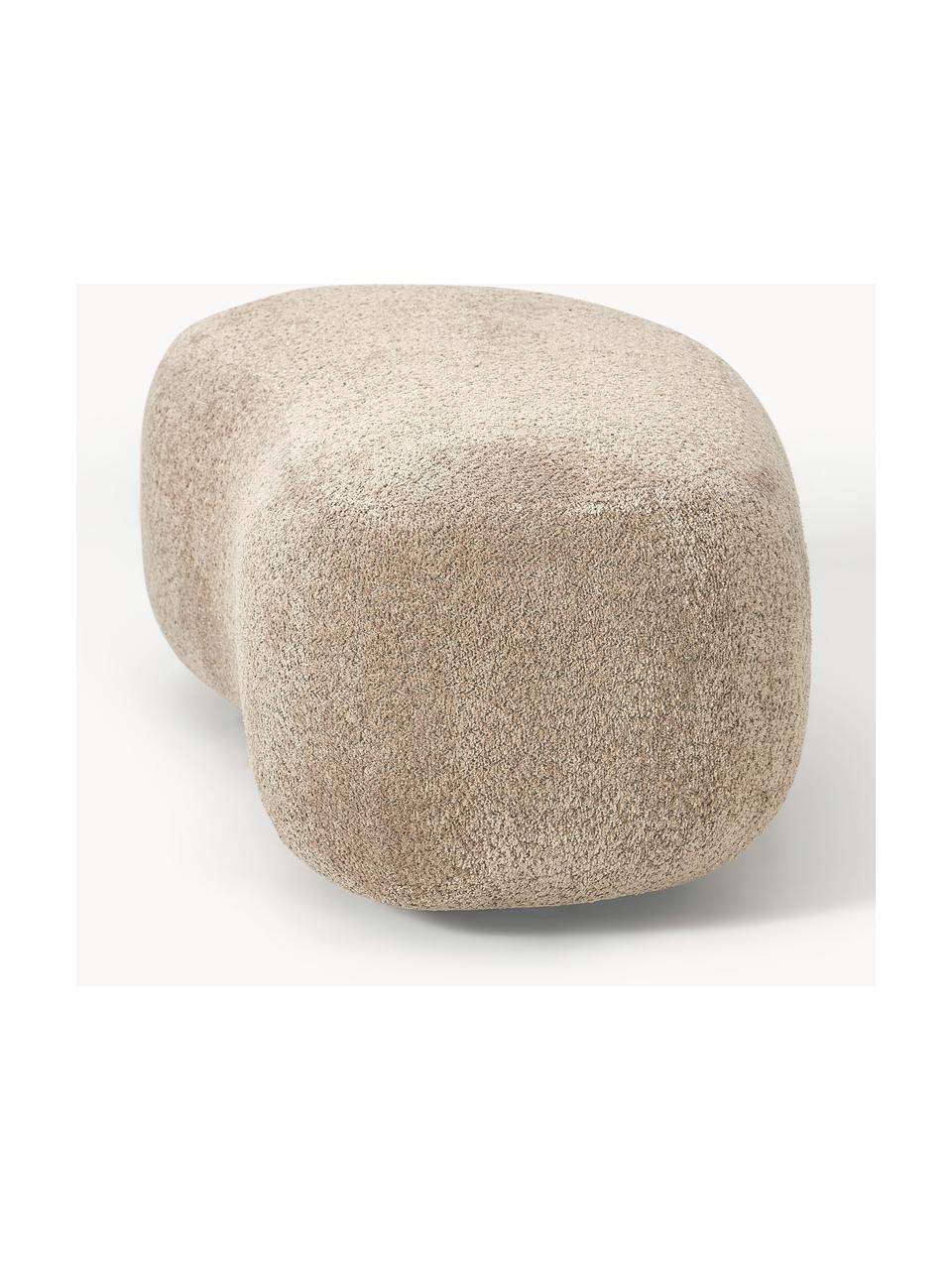 Pouf en peluche-bouclé Alba, Peluche-bouclé beige, larg. 130 x prof. 62 cm