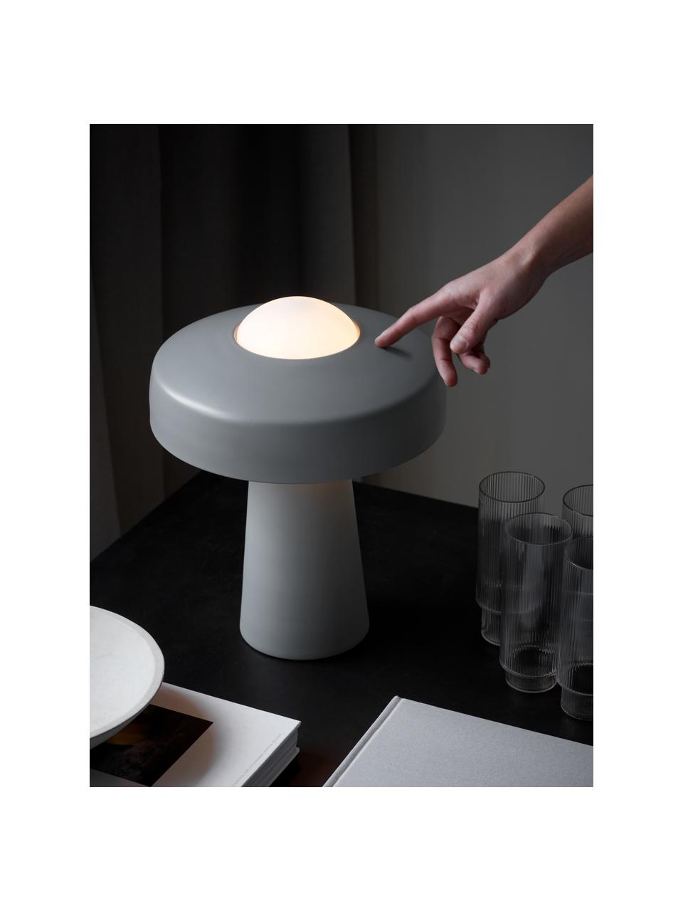 Design tafellamp Time met touch functie, Lampenkap: gecoat metaal, Lampvoet: gecoat metaal, Diffuser: opaalglas, Grijs, wit, Ø 27 x H 34 cm