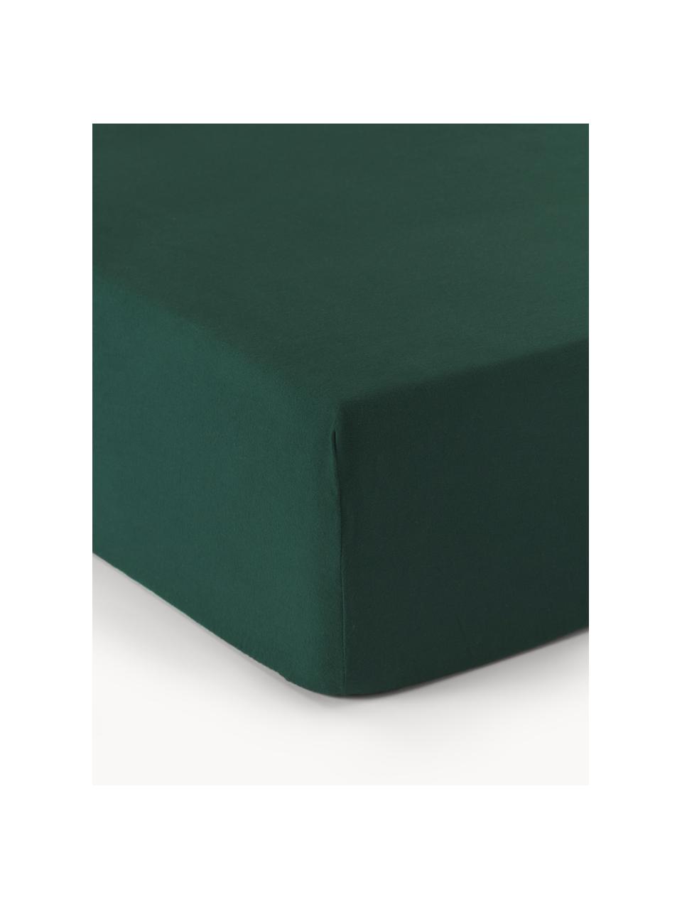 Lenzuolo con angoli in flanella Biba, Verde scuro, Larg. 200 x Lung. 200 cm, Alt. 25 cm