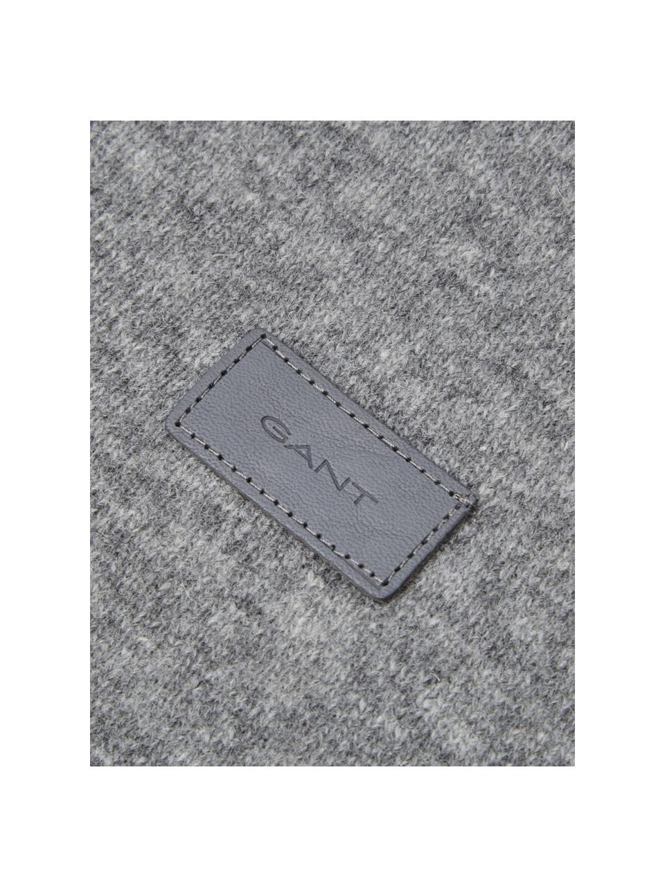 Gebreide plaid Fishbone met fijn patroon, 80% wol, 20% polyamide, Lichtgrijs, 130 x 180 cm