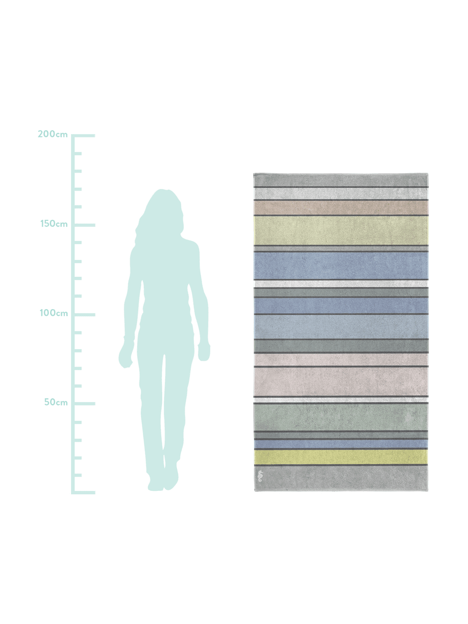 Strandlaken Belize in streeppatroon, Weeftechniek: fluweel, Multicolour, 100 x 180 cm