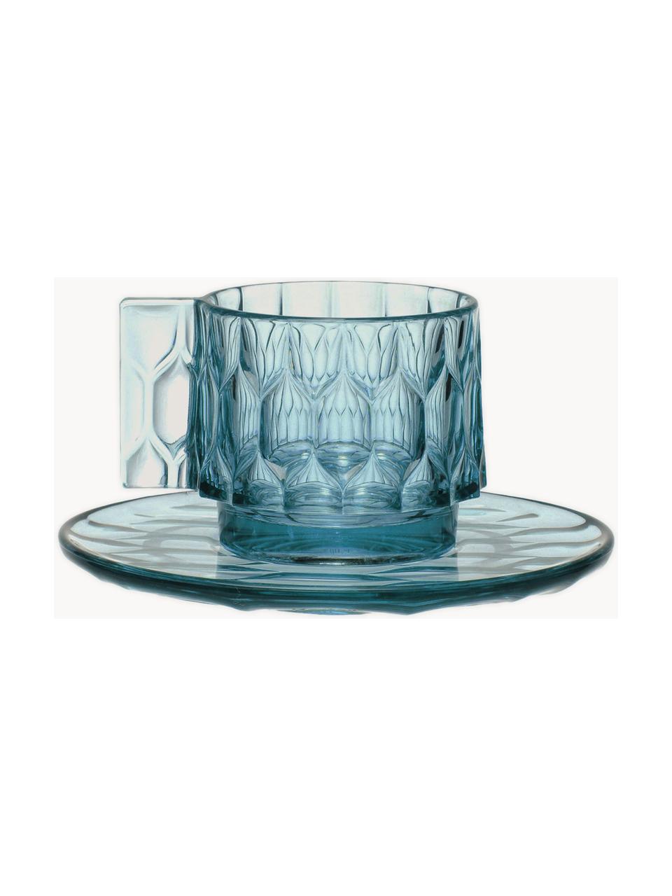 Tasses à café avec sous-tasses Jellies, 4 pièces, Plastique, Bleu ciel, Ø 6 x haut. 7 cm, 90 ml