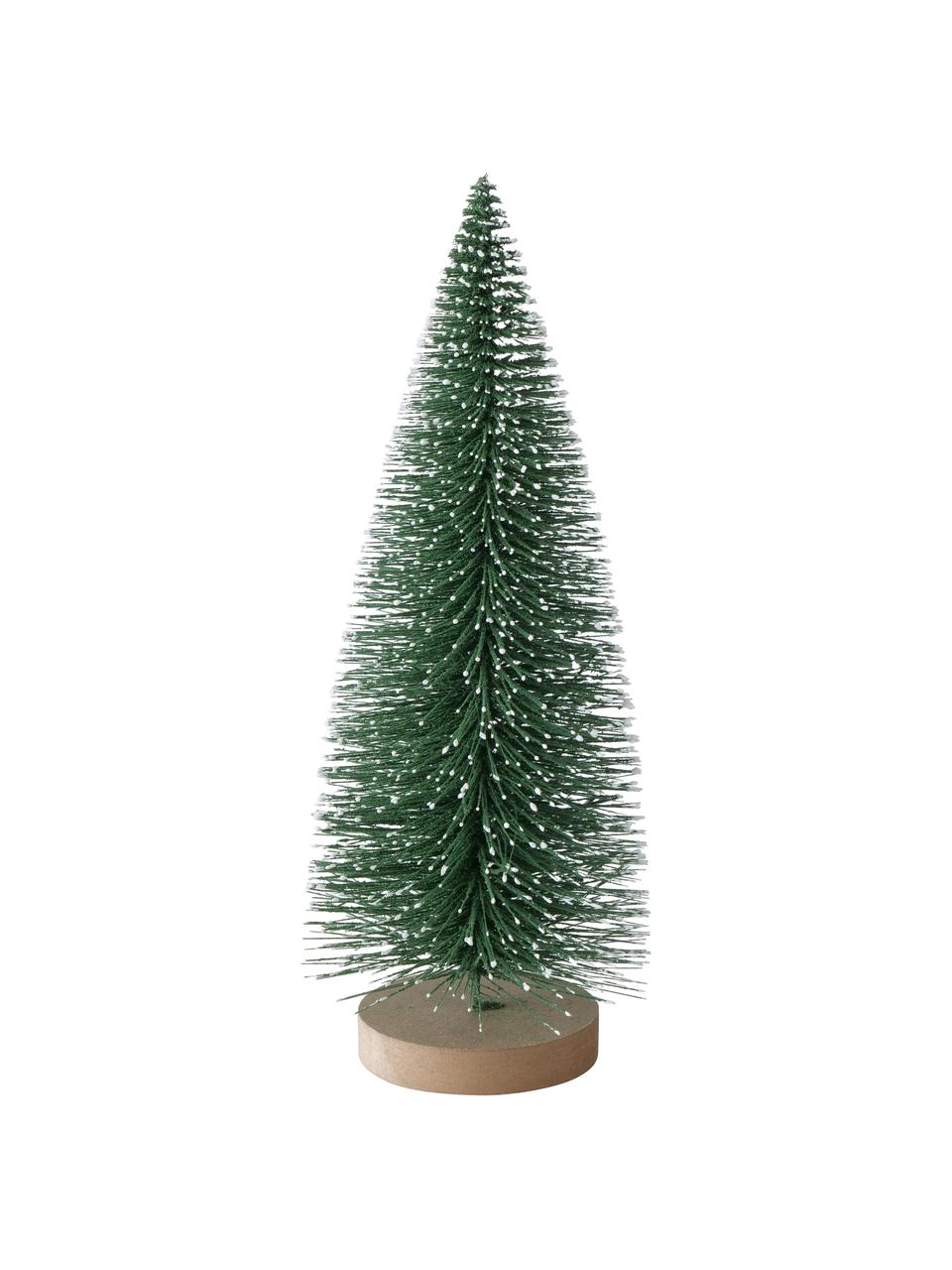 Sapins de Noël décoratifs Tarvo, 2 élém., Plastique, Vert, blanc, brun, Ø 9 x haut. 22 cm