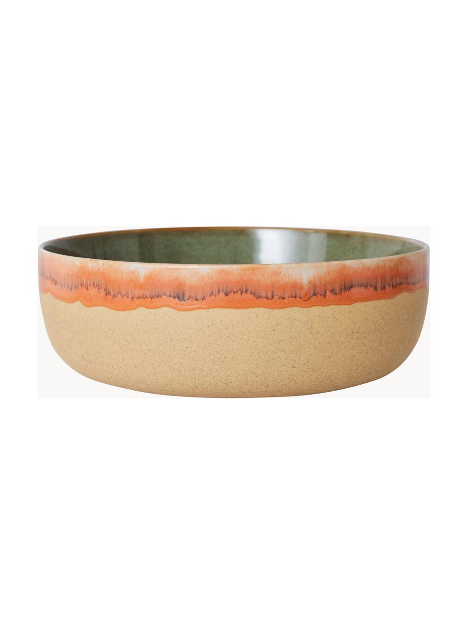 Cuenco artesanal de cerámica esmaltada 70s, Cerámica, Beige, naranja, Ø 25 x Al 9 cm