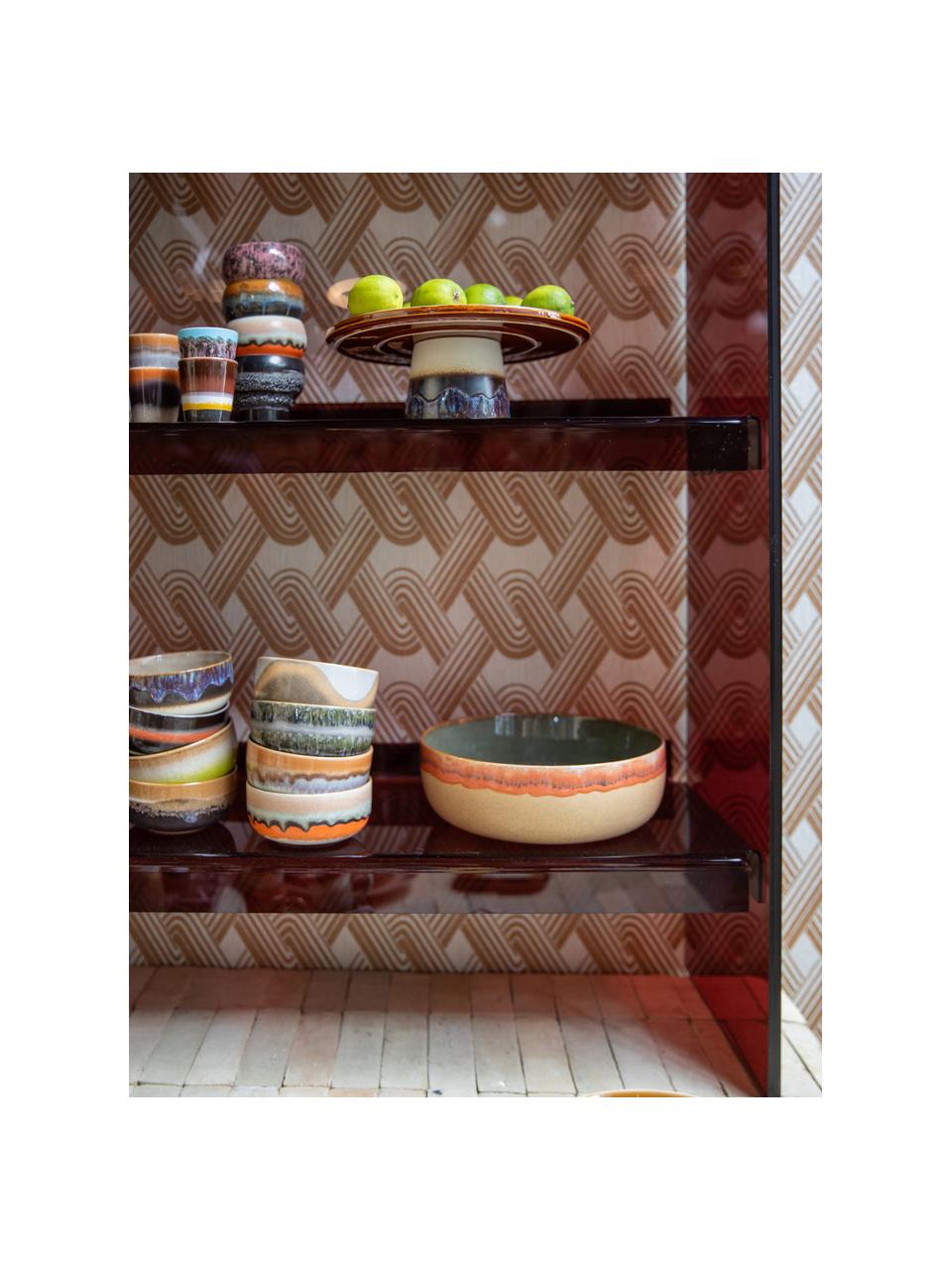 Ručne maľovaná misa s reaktívnou glazúrou 70s Ceramic, Keramika, Béžová, oranžová, Ø 25 x V 9 cm