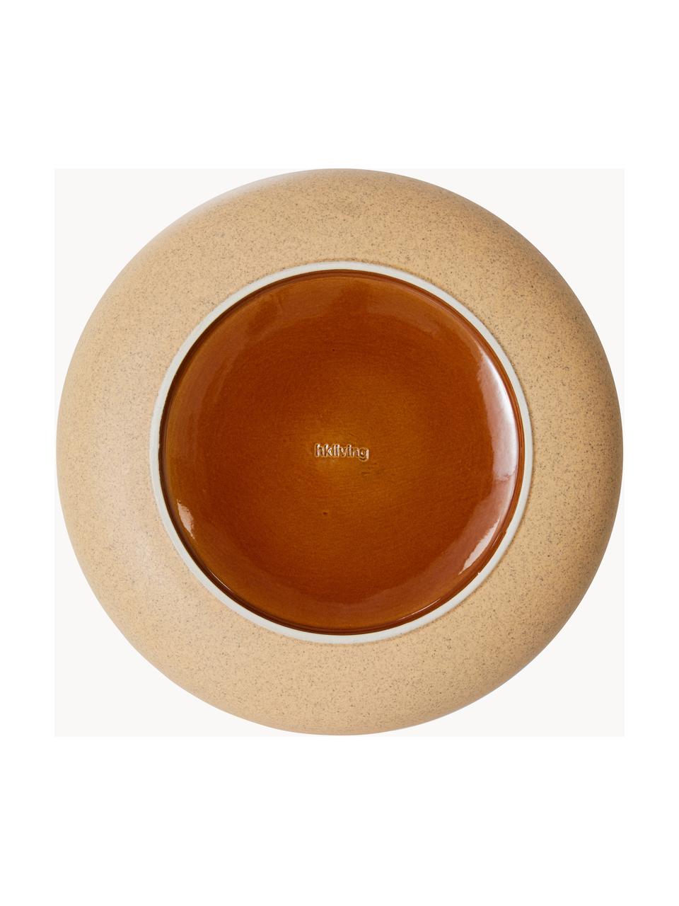 Handbemalte Schüssel 70's mit reaktiver Glasur, Keramik, Beige, Orange, Ø 25 x H 9 cm