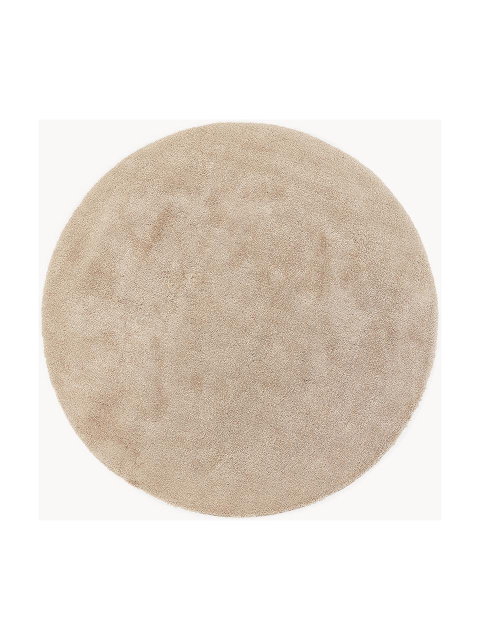 Flauschiger runder Hochflor-Teppich Leighton, Flor: Mikrofaser (100% Polyeste, Beige, Ø 150 cm (Größe M)