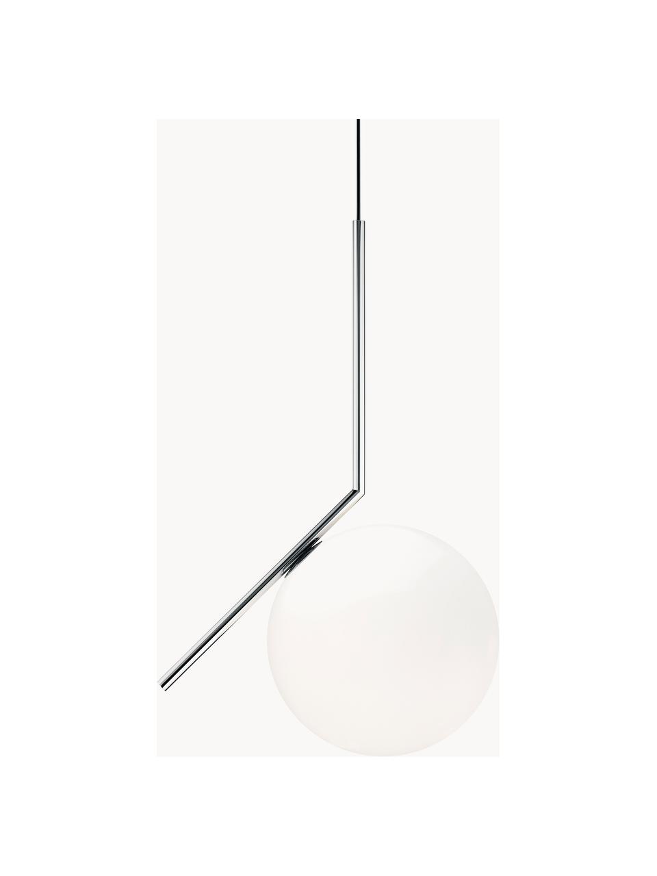 Lampa wisząca ze szkła dmuchanego IC Lights, W 70 cm, Stelaż: stal powlekana, Odcienie srebrnego, biały, S 36 x W 70 cm