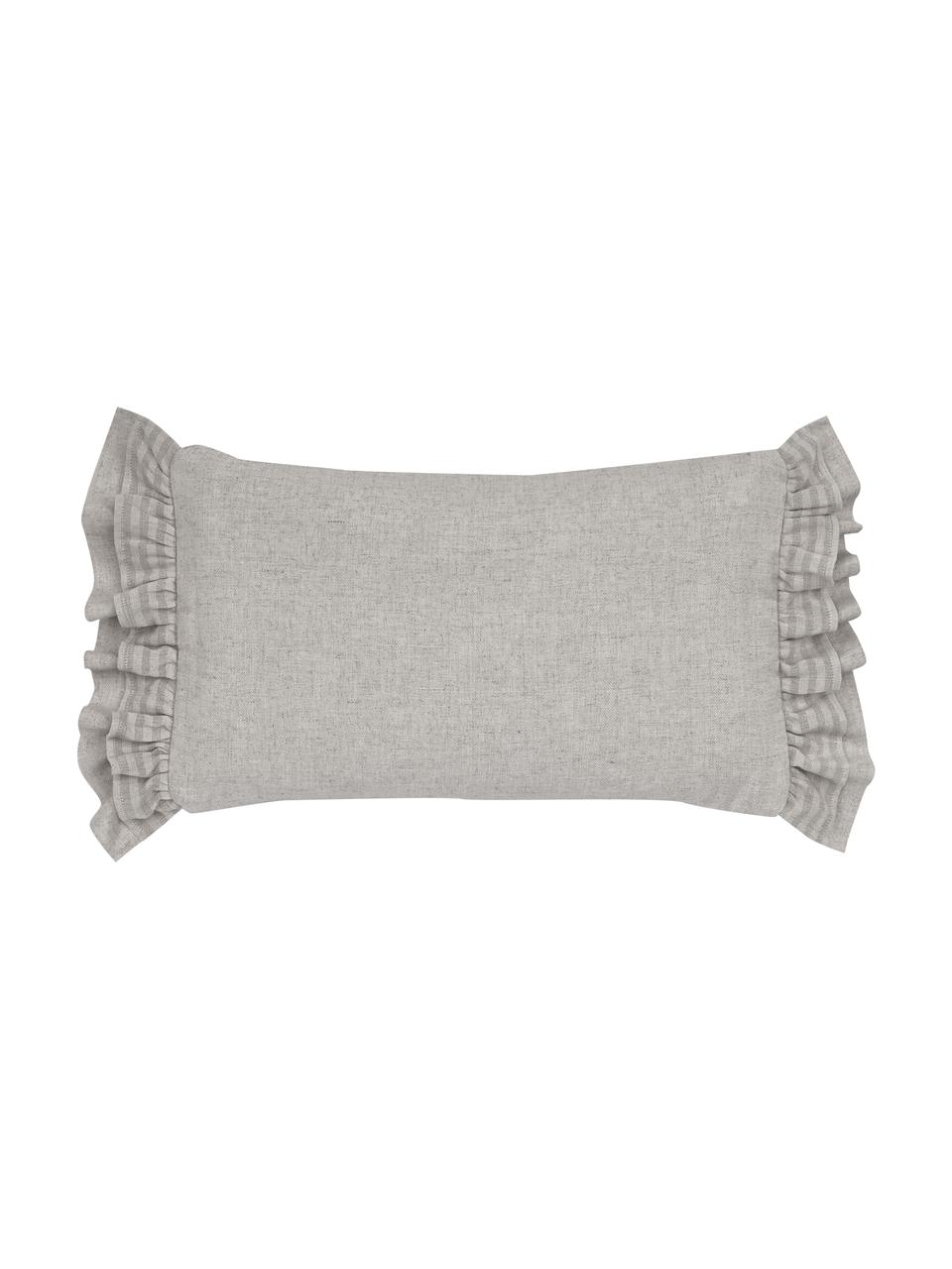 Kussenhoes Colette in grijs met franjes, 60% polyester, 25% katoen, 15% linnen, Grijs, B 30 x L 50 cm