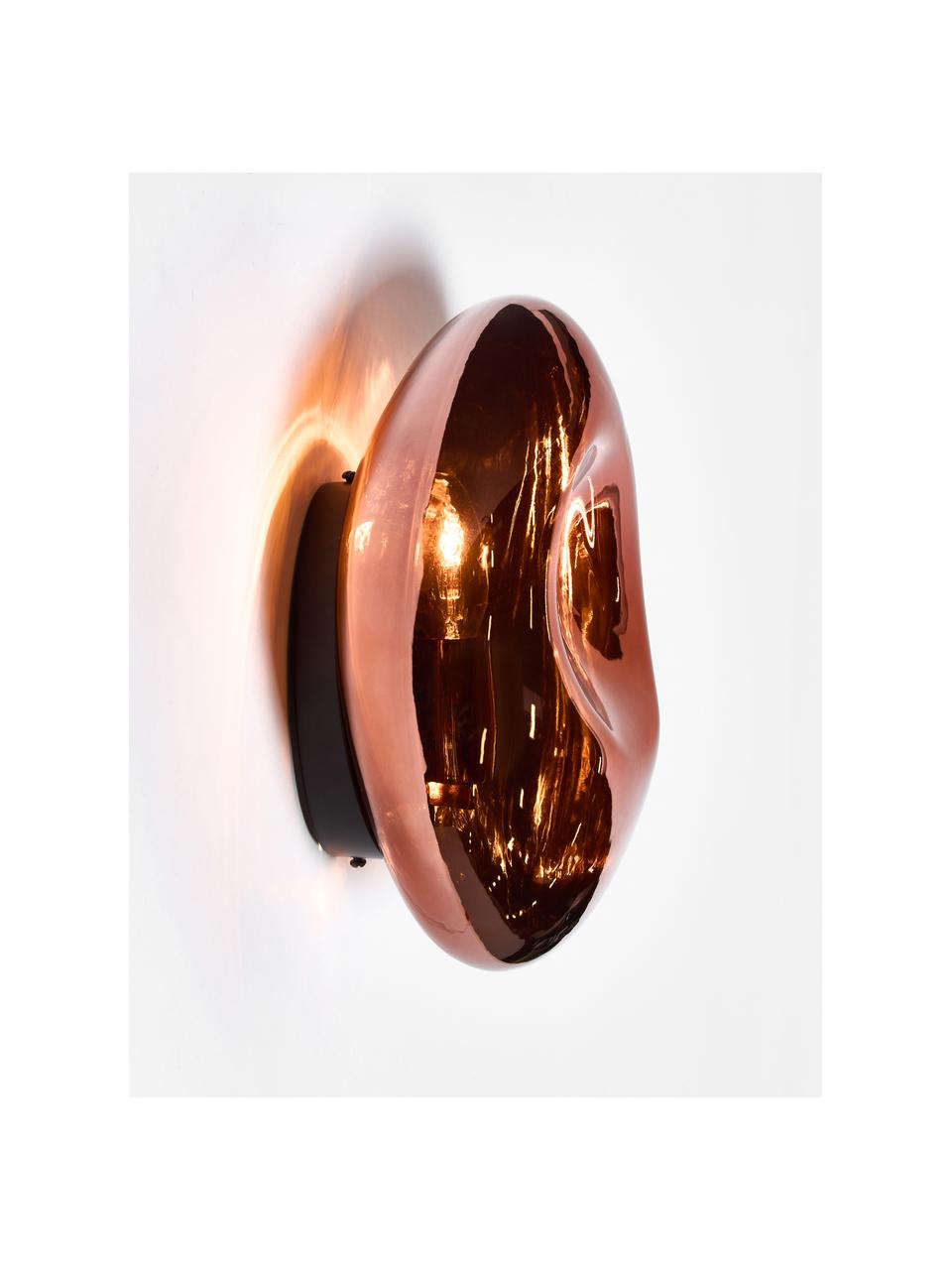 Mondgeblazen wandlamp Mabell, Lamp: mondgeblazen glas, Koperkleurig, B 28 x D 13 cm