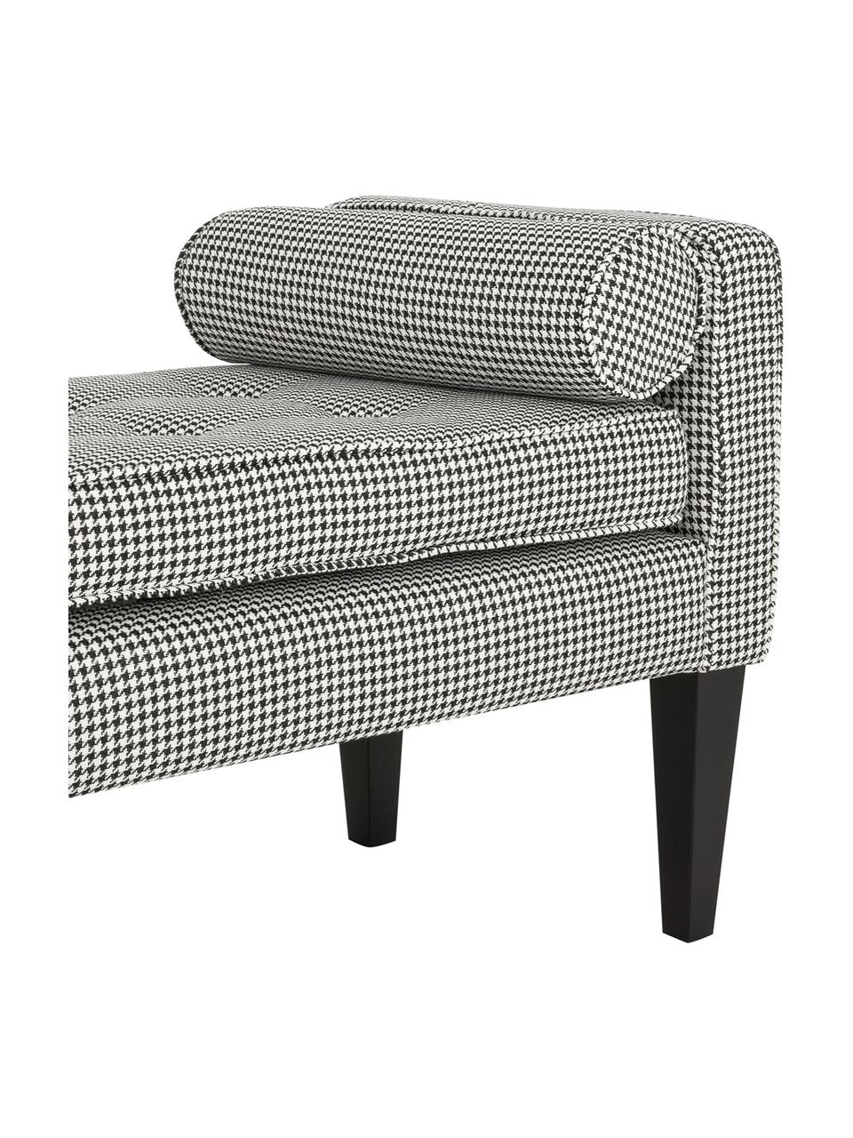 Banc bout de lit capitonné noir/blanc Mia, Revêtement : noir, blanc Pieds : noir