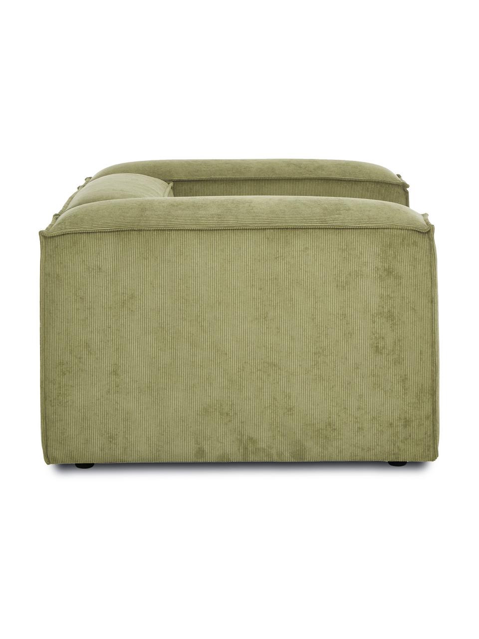 Poltrona in velluto a coste Lennon, Rivestimento: velluto a coste (92% poli, Struttura: legno di pino massiccio, , Gambe: plastica, Velluto a coste verde, Larg. 130 x Prof. 101 cm