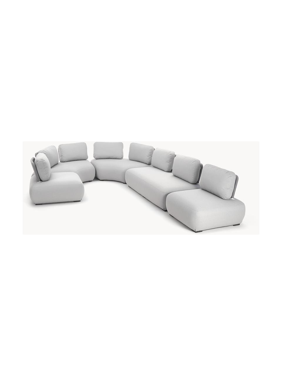 Modulares Garten-Halbmond-Sofa Olala, Bezug: 100 % Polyester Der hochw, Gestell: Metall, beschichtet, Webstoff, Hellgrau, B 194 x H 77 cm