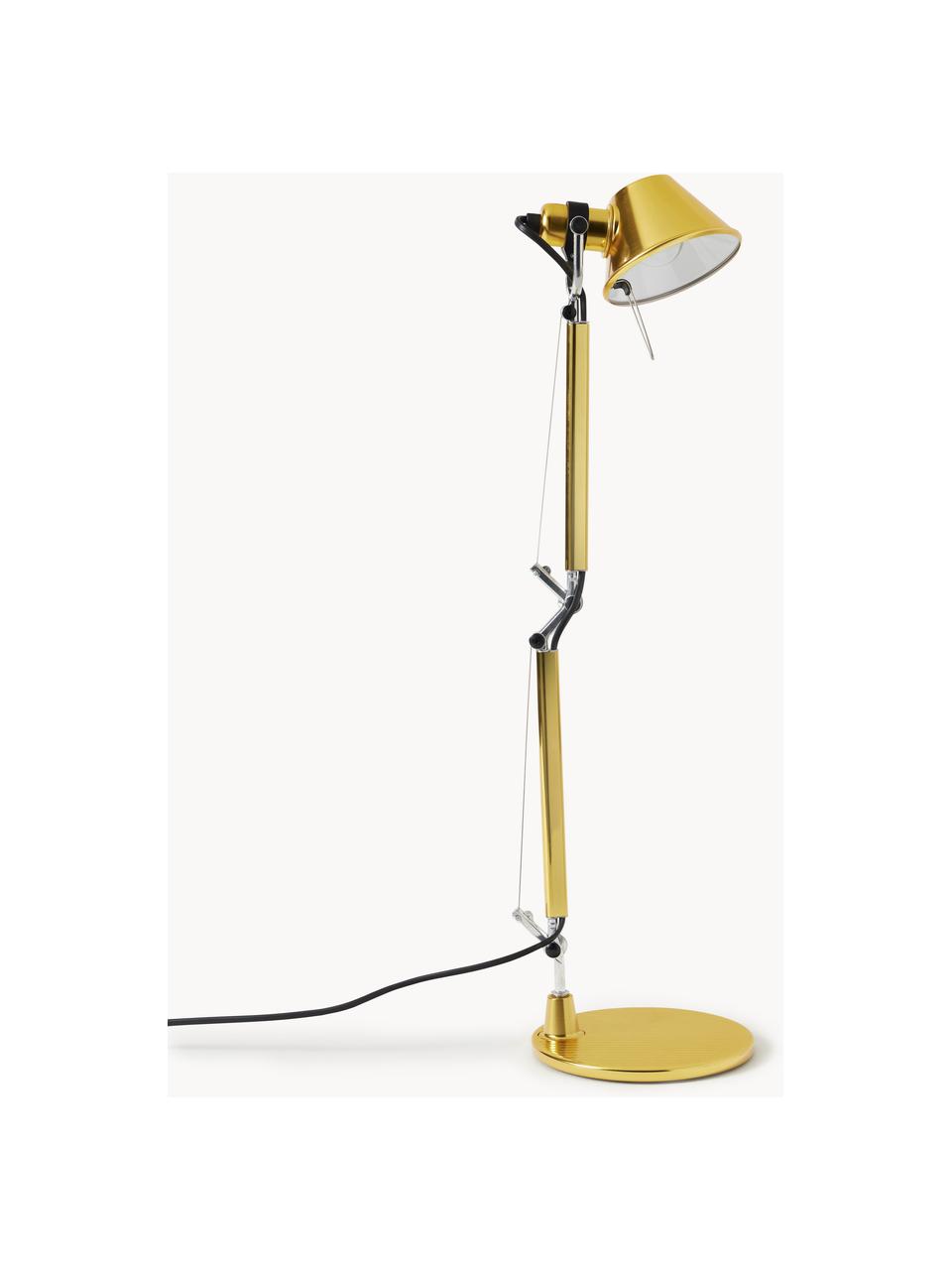 Lampa biurkowa Tolomeo Micro, Stelaż: aluminium powlekane, Odcienie złotego, S 43 x W 37 cm