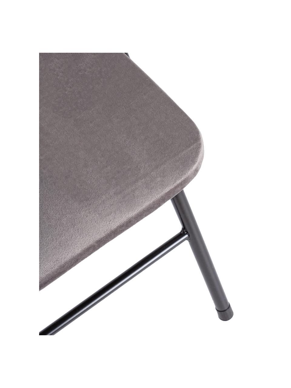 Silla plegable de terciopelo Amal, Tapizado: terciopelo de poliéster, Estructura: metal con pintura en polv, Gris, An 44 x F 44 cm