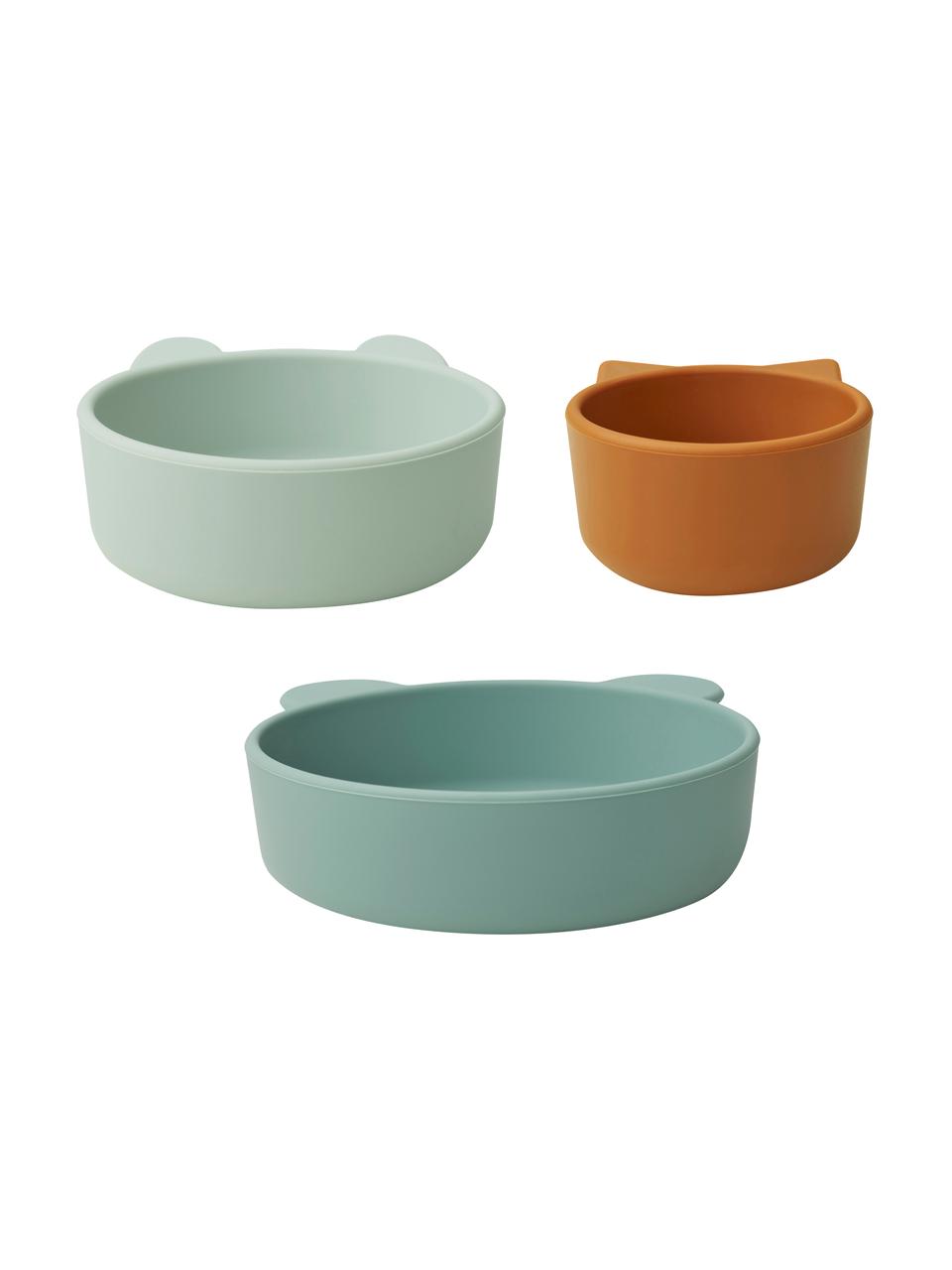 Schälchen-Set Eddie, 3-tlg., 100% Silikon, Grün, Pastellgrün, Orange, Set mit verschiedenen Größen