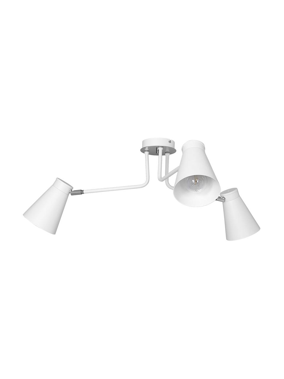 Faretti da soffitto bianchi Bevan, Paralume: acciaio verniciato, Baldacchino: acciaio verniciato, Decorazione: acciaio cromato, Bianco, cromo, Ø 84 x Alt. 28 cm