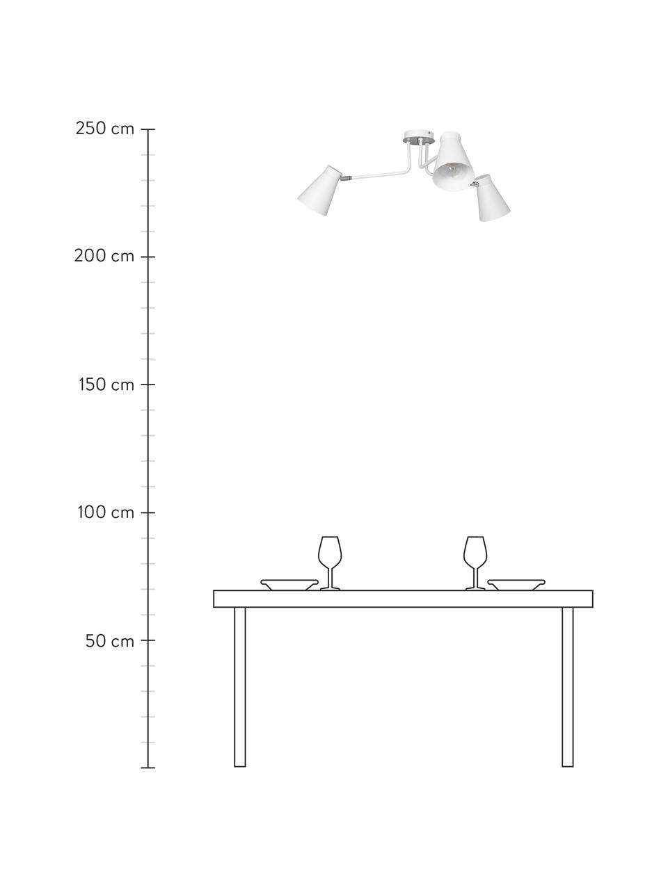 Faretti da soffitto bianchi Bevan, Paralume: acciaio verniciato, Baldacchino: acciaio verniciato, Decorazione: acciaio cromato, Bianco, cromo, Ø 84 x Alt. 28 cm