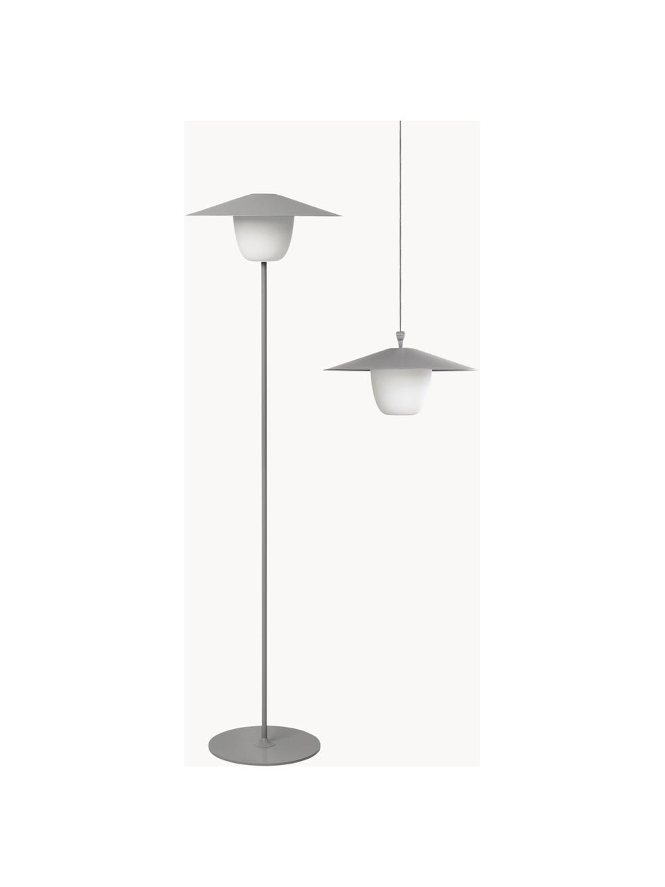 Mobiele dimbare LED outdoor lamp Ani om op te hangen of te zetten, Lampenkap: aluminium, Lampvoet: gecoat aluminium, Grijs, wit, Ø 34 x H 121 cm