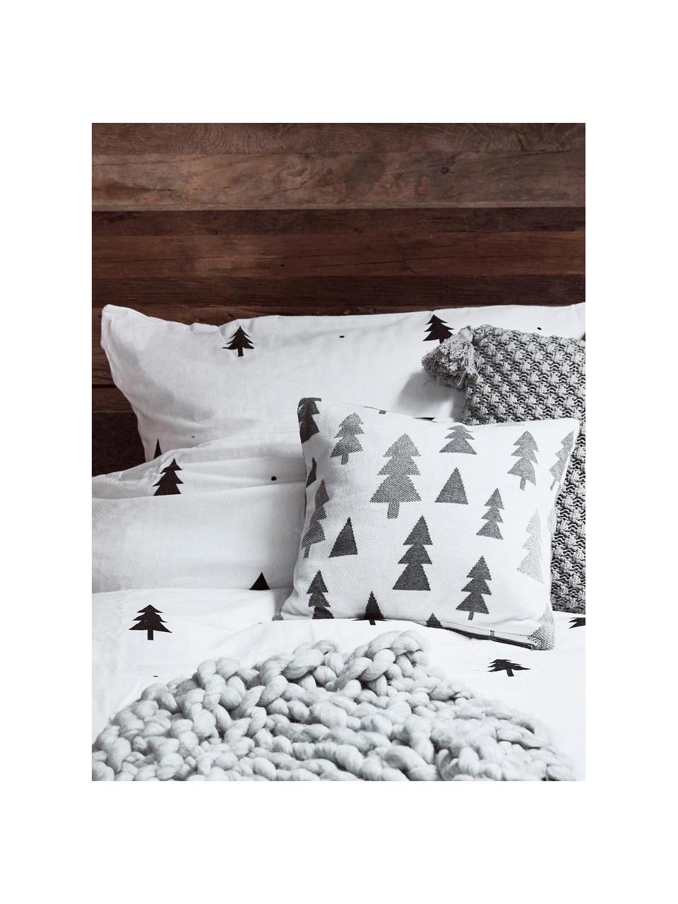Flanell-Bettdeckenbezug X-mas Tree mit weihnachtlichem Motiv, Webart: Flanell Flanell ist ein k, Weiß, Schwarz, B 200 x L 200 cm