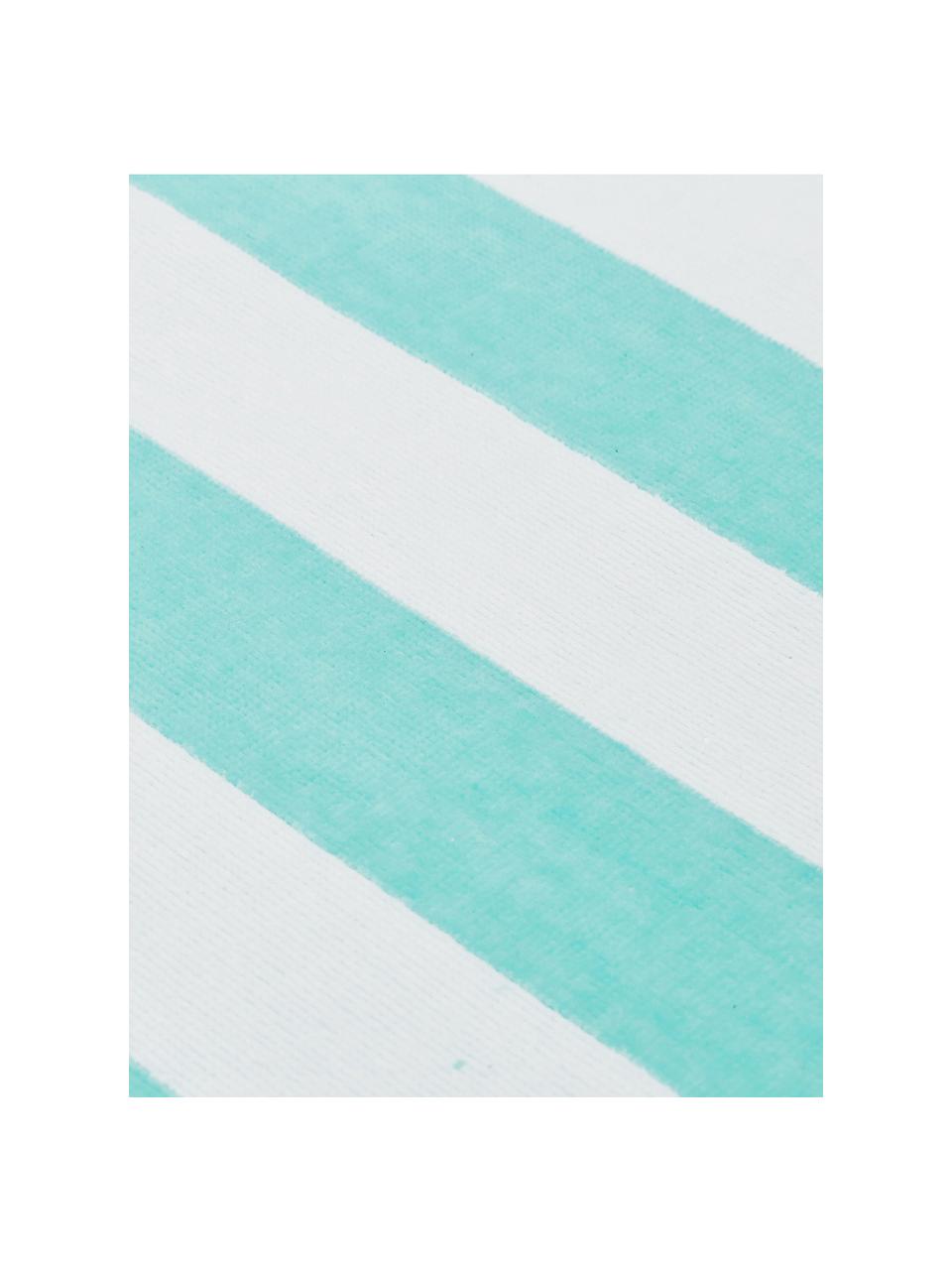 Serviette de plage à rayures franges Mare, 100 % coton
Grammage léger 380 g/m², Turquoise, blanc, larg. 80 x long. 160 cm