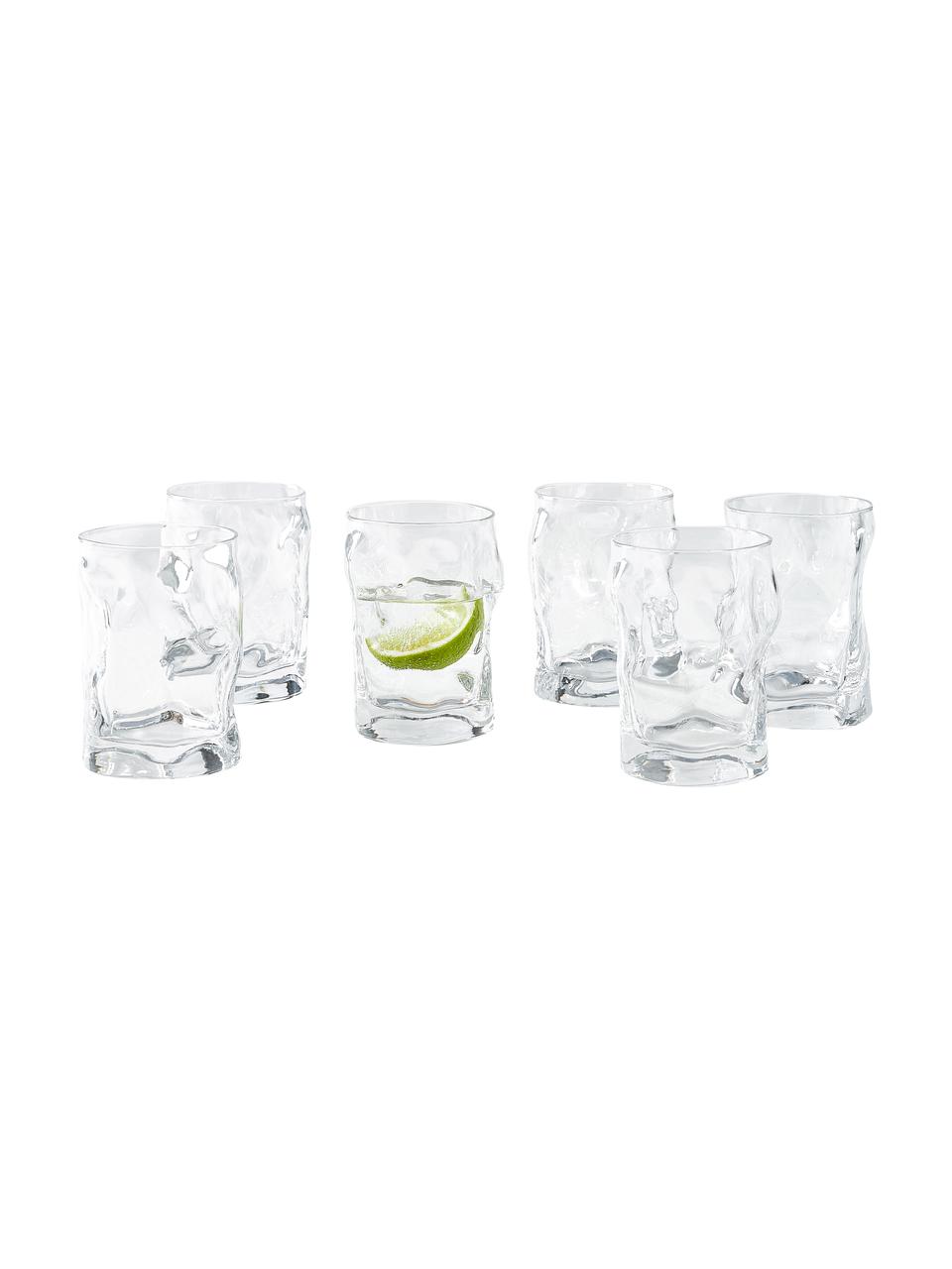 Verres à eau de forme organique Sorgente, 6 pièces, Verre, Transparent, Ø 7 x haut. 11 cm, 300 ml