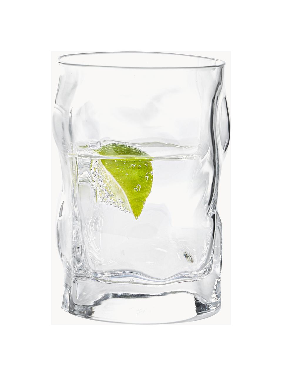 Vasos de forma orgánica Sorgente, 6 uds., Vidrio, Transparente, Ø 7 x Al 11 cm, 300 ml