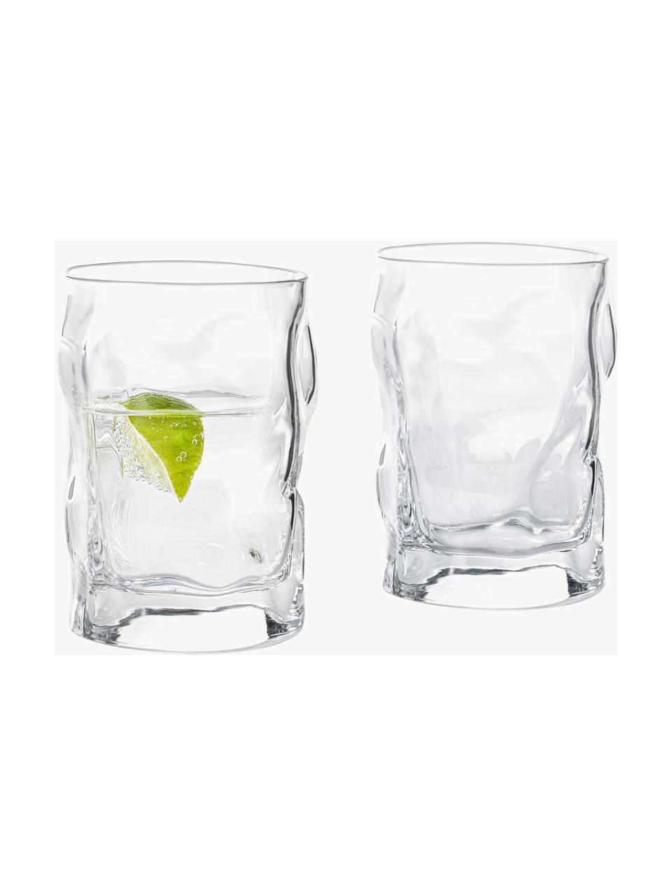 Vasos de forma orgánica Sorgente, 6 uds., Vidrio, Transparente, Ø 7 x Al 11 cm, 300 ml