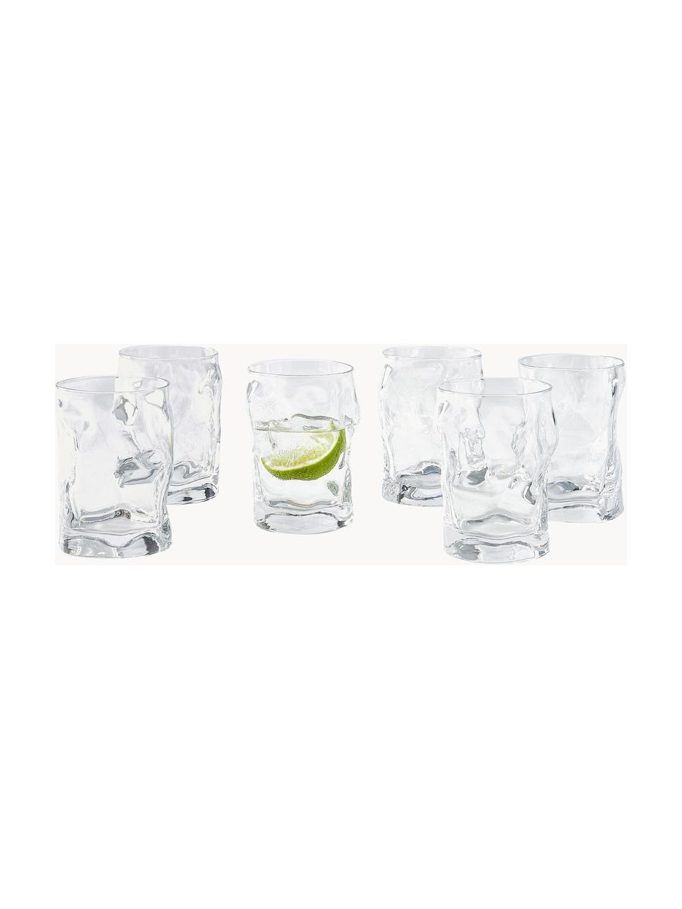 Verres à eau de forme organique Sorgente, 6 pièces, Verre, Transparent, Ø 7 x haut. 11 cm, 300 ml