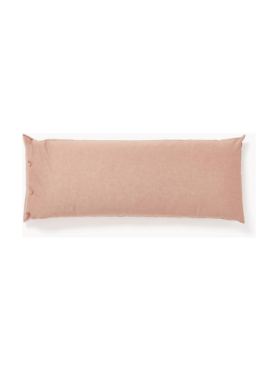 Funda de almohada de sirsaca con ribete Davey, Terracota, blanco, An 45 x L 110 cm