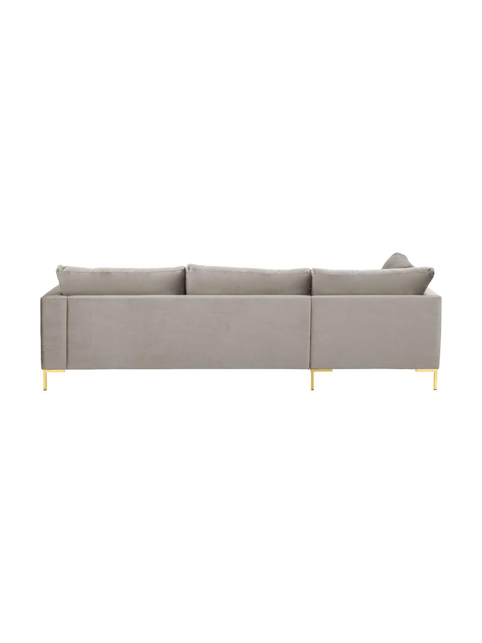 Samt-Ecksofa Luna, Bezug: Samt (Polyester) Der hoch, Gestell: Massives Buchenholz, Füße: Metall, galvanisiert, Samt Greige, B 280 x T 184 cm, Eckteil links