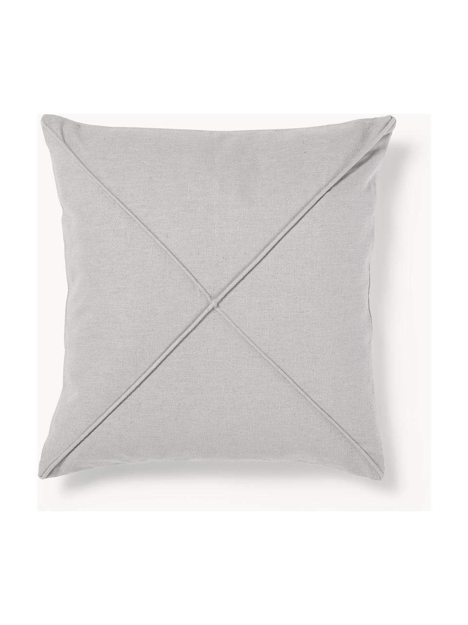 Housse de coussin 45x45 en lin Darla, 51 % lin, 49 % coton, Gris clair, larg. 45 x long. 45 cm