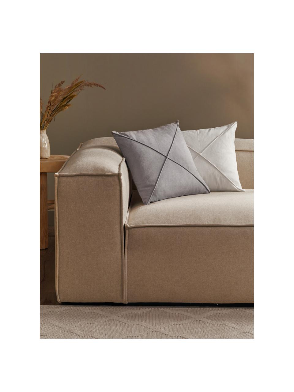 Housse de coussin 45x45 en lin Darla, 51 % lin, 49 % coton, Gris clair, larg. 45 x long. 45 cm