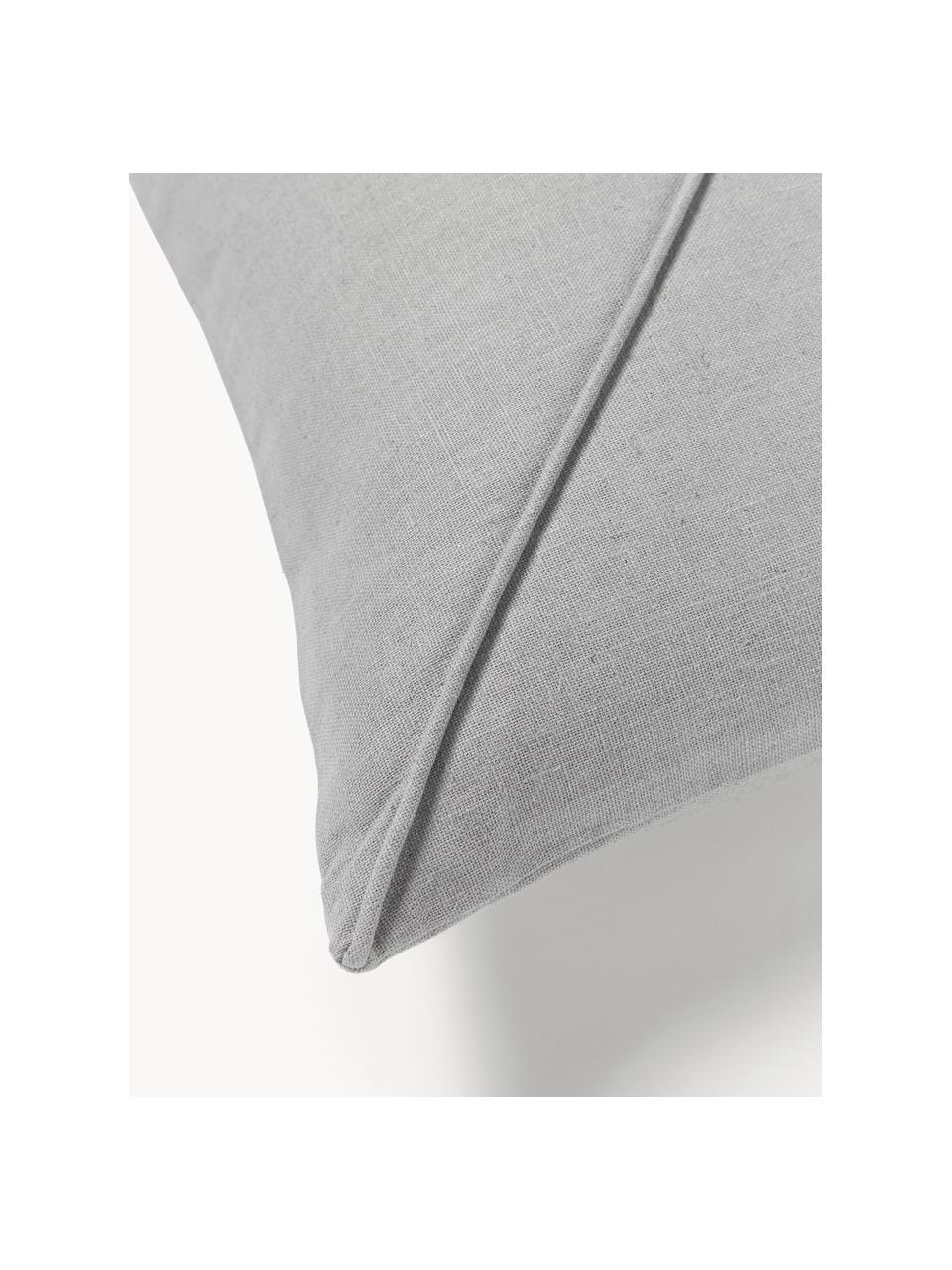 Housse de coussin 45x45 en lin Darla, 51 % lin, 49 % coton, Gris clair, larg. 45 x long. 45 cm