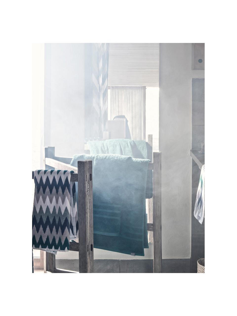 Asciugamano con motivo a zigzag Hanneke, Cotone, Blu, grigio, bianco, verde, Asciugamano per ospiti