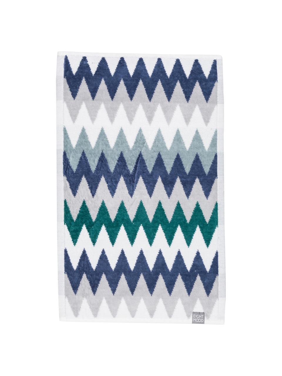 Serviettes de toilette à imprimé zigzag Hanneke, Bleu, gris, blanc, vert