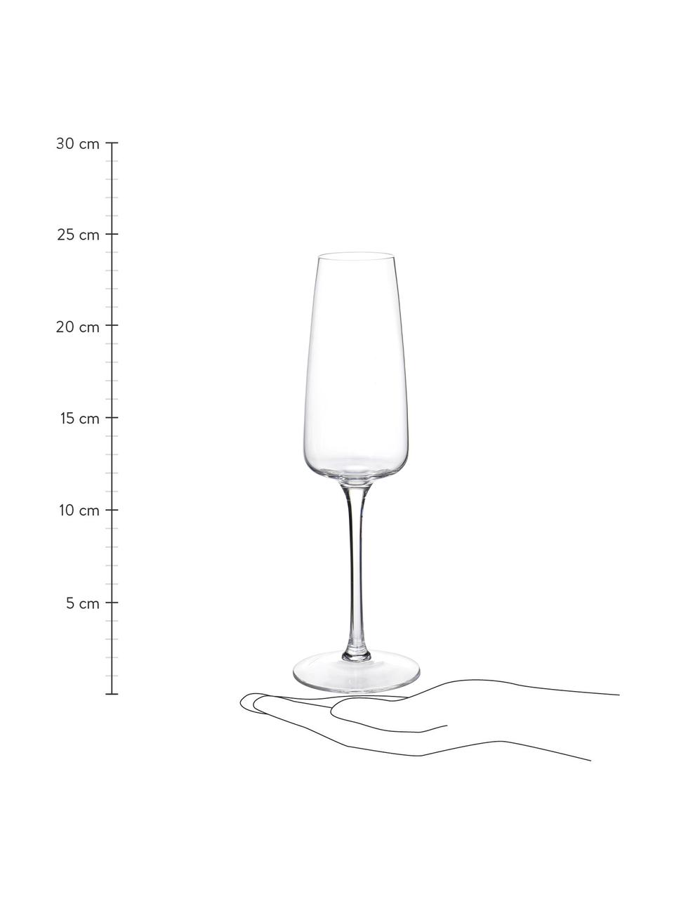 Flûte à champagne soufflée bouche Ellery, 4 pièces, Verre, Transparent, Ø 7 x haut. 23 cm