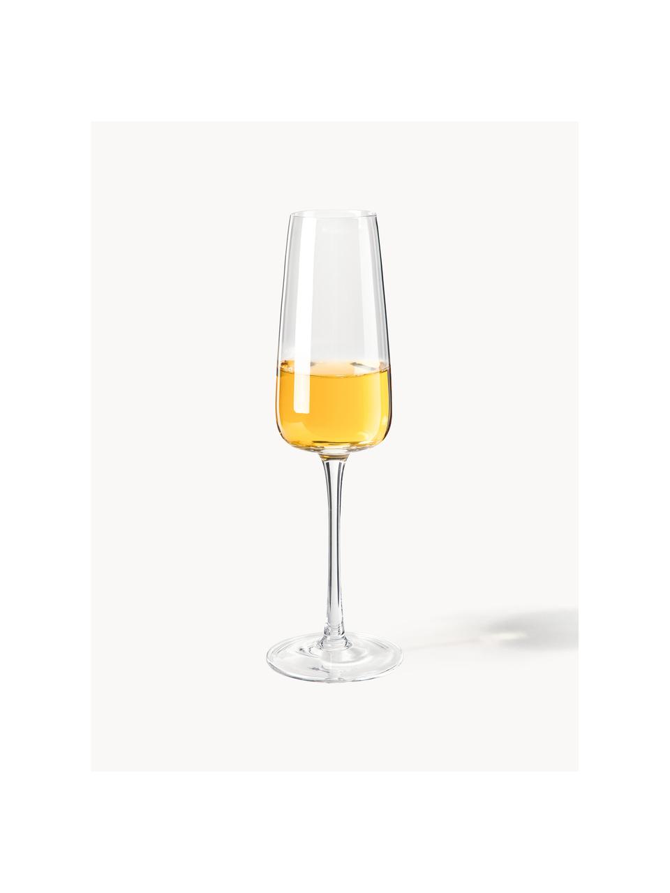 Mondgeblazen champagneglazen Ellery, 4 stuks, Glas, Transparant, Ø 7 x H 23 cm, 230 ml