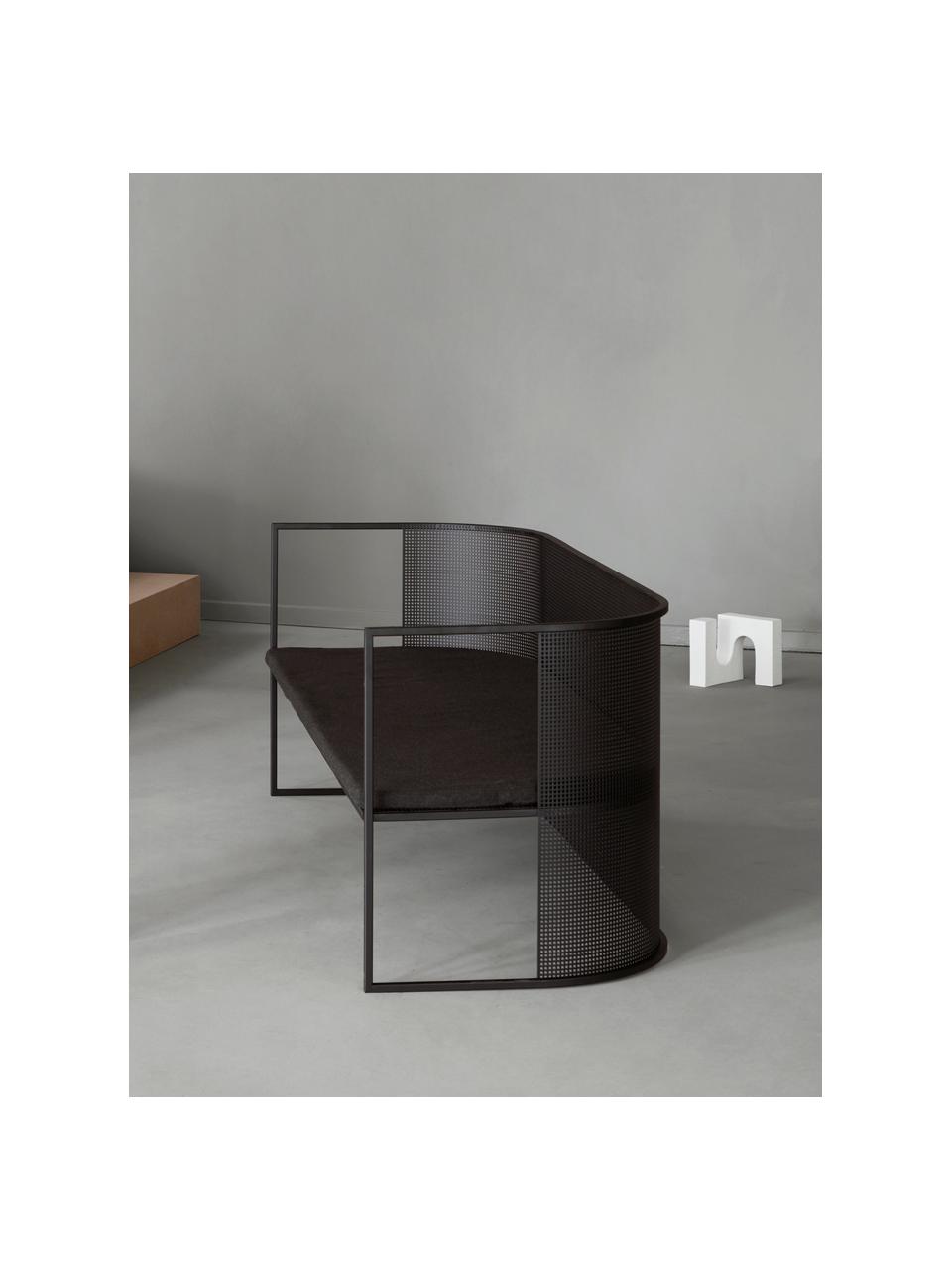 Coussin de chaise d'extérieur Bauhaus, Noir, larg. 166 x long. 63 cm