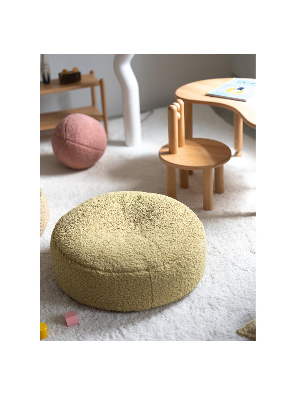 Pouf en peluche pour enfant Sugar, Ø 65 cm, Peluche vert clair, Ø 65 x haut. 20 cm