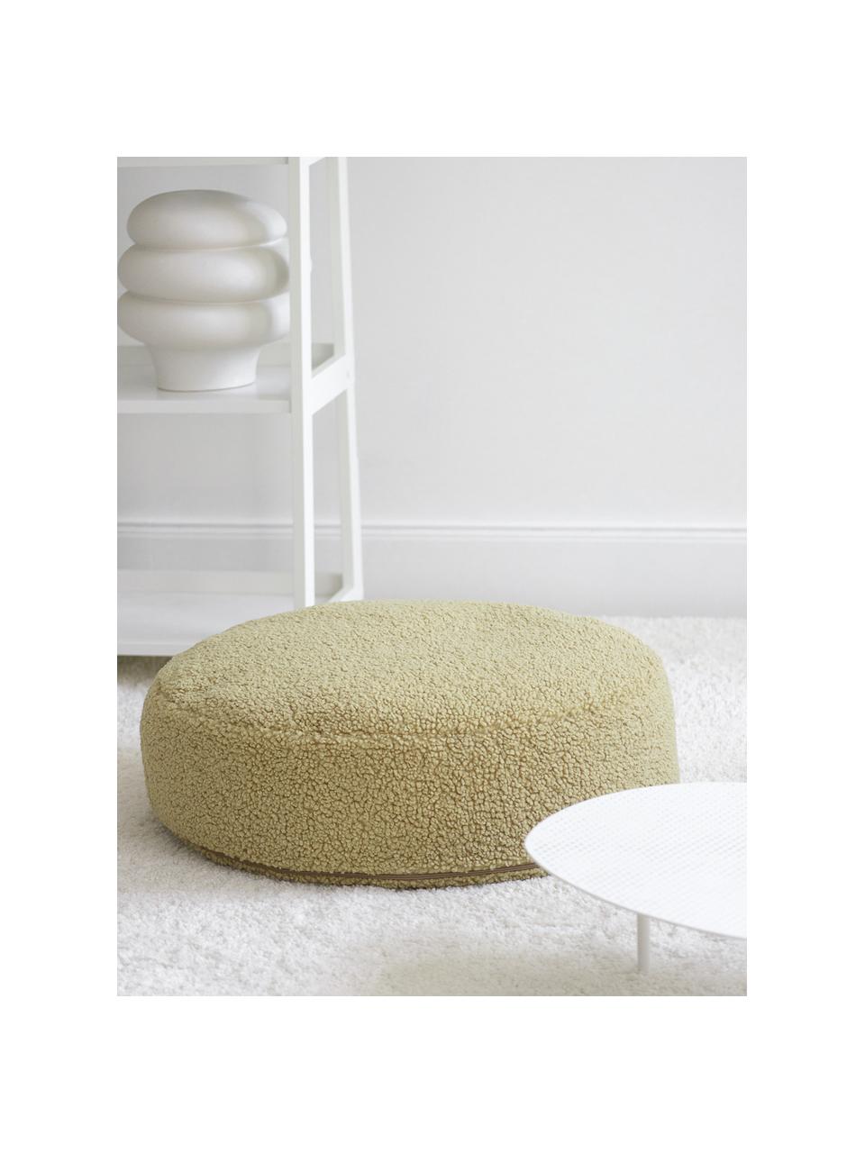 Pouf en peluche pour enfant Sugar, Ø 65 cm, Peluche vert clair, Ø 65 x haut. 20 cm