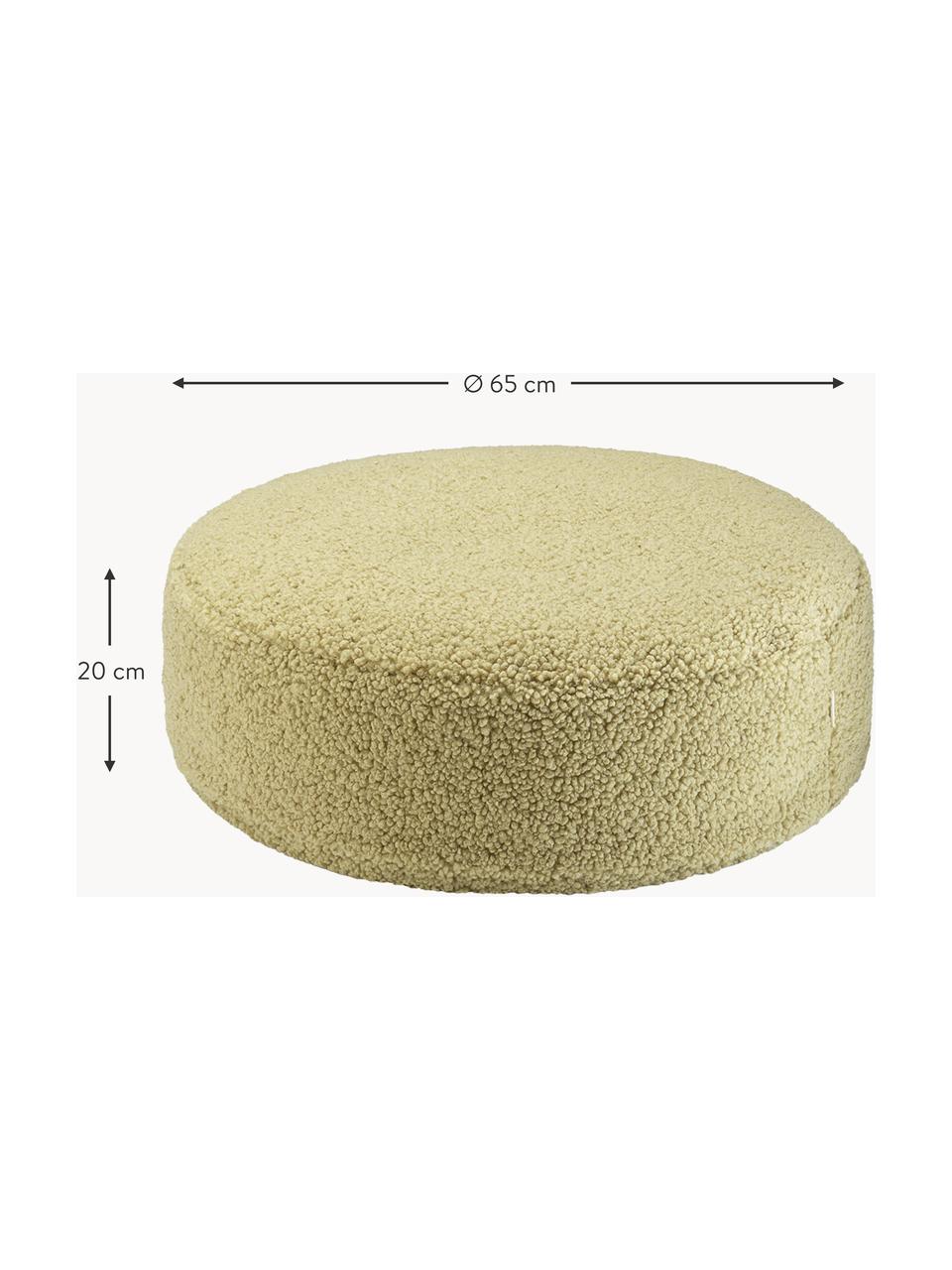 Pouf en peluche pour enfant Sugar, Ø 65 cm, Peluche vert clair, Ø 65 x haut. 20 cm